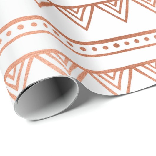 Roze Goud Blush Wit Tribal Strepen Lijnen Cadeaupapier (Rol Hoek)