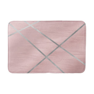 Roze Goud Blushing Roze & Zilveren Lijnen Badmat