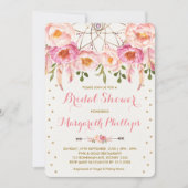  Roze & Goud Boho Dreamcatcher Vrijgezellenfeest Kaart (Voorkant)