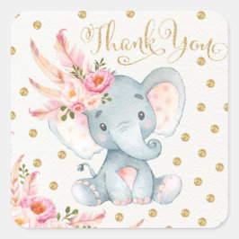 Roze Goud Boho Olifant Verjaardagsgunst Sticker La