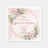 Roze Goud Botanische Quince servetten (Voorkant)