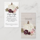 Roze Goud Bourgogne Bloemen Pompoen Luier Raffle Visitekaartje (Voorkant / Achterkant)