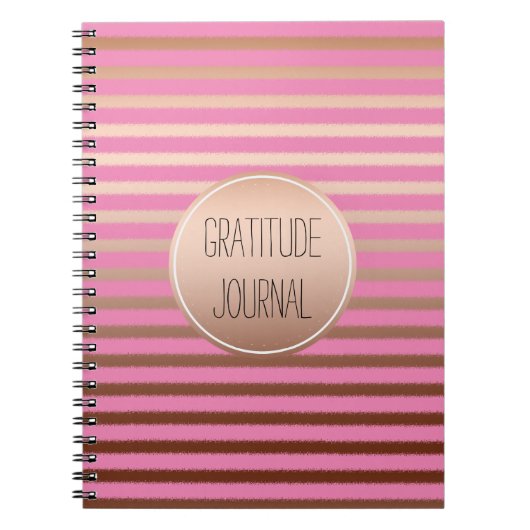Roze Goud Brons Strepen Ombre Dankbaarheid Notitieboek (Voorkant)