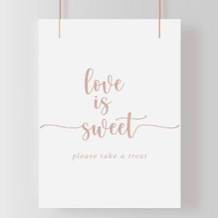 Roze Goud Calligrafie Liefde Is Zoet Bord Poster