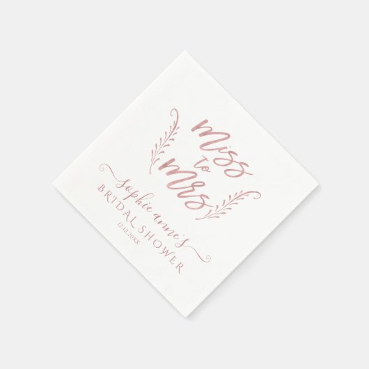 Roze Goud Calligraphy Bruidsfeest Jonggezellenfees Servet (Hoek)