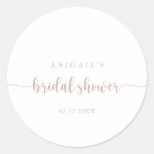 Roze Goud Calligraphy Bruiloft Feest Favor   Ronde Sticker