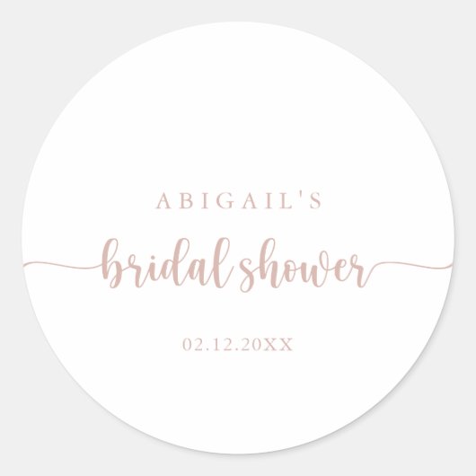 Roze Goud Calligraphy Bruiloft Feest Favor Ronde Sticker (Voorkant)