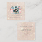 Roze Goud Camera Fotograaf Studio Vierkante Visitekaartje (Voorkant / Achterkant)