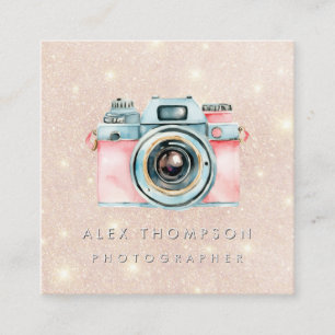 Roze Goud Camera Fotograaf Studio Vierkante Visitekaartje