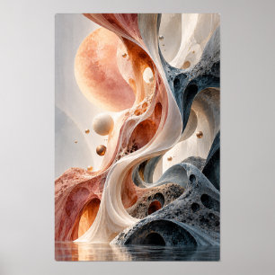 Roze Goud Celestiale Stroom Surrealistische Abstra Poster