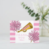Roze | Goud Cheerleader Meisje Verjaardagsfeest Briefkaart (Staand voorkant)