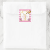 Roze | Goud Cheerleader Meisje Verjaardagsfeest Vierkante Sticker (Tas)