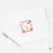 Roze | Goud Cheerleader Meisje Verjaardagsfeest Vierkante Sticker (Envelop)