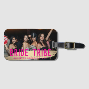 Roze & Goud Chic Bruid Tribe Foto Bagagelabel