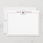 Roze Goud Chic Monogram Briefpapier Notitiekaart Kaart (Voorkant)
