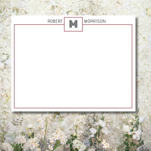 Roze Goud Chic Monogram Briefpapier Notitiekaart Kaart