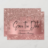 Roze Goud Chic Quinceañera Save The Date Briefkaart (Voorkant / Achterkant)