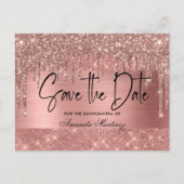 Roze Goud Chic Quinceañera Save The Date Briefkaart (Voorkant)