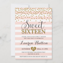 Roze Goud Chic Sweet Sixteen Feest Verjaardag