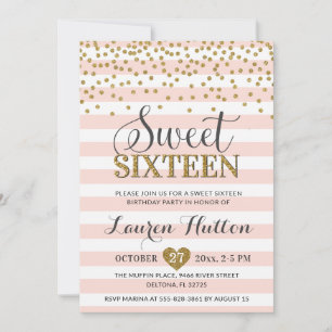 Roze Goud Chic Sweet Sixteen Feest Verjaardag Kaart