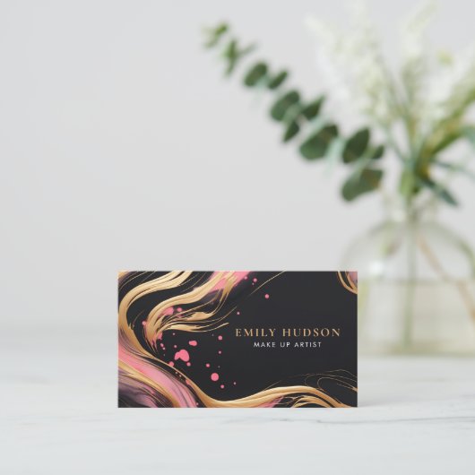 Roze Goud Chique Mode QR Code Visitekaartje (Staand voorkant)