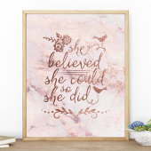 Roze Goud Citaat Ze Geloofde Dat Ze Het Kon Dus Ze Poster