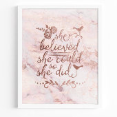 Roze Goud Citaat Ze Geloofde Dat Ze Het Kon Dus Ze Poster