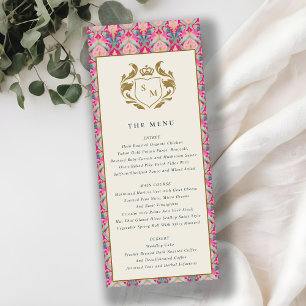 Roze Goud Classy Bloemen Laurel Wedding Menu Kaart