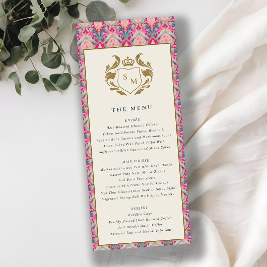 Roze Goud Classy Bloemen Laurel Wedding Menu Kaart