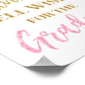 Roze Goud Confetti Advies voor Afstuderen Sign Poster (Hoek)