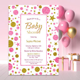 Roze Goud Confetti Baby shower Kaart