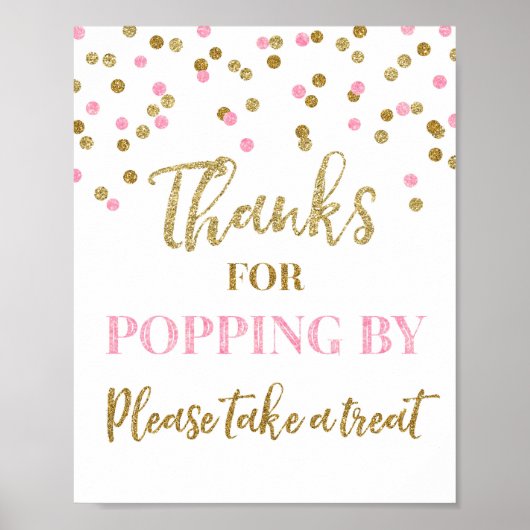 Roze Goud Confetti Bedankt voor het Langskomen Bor Poster (Voorkant)