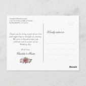 Roze Goud Confetti Bloem Bruiloft Dankjewel Briefkaart (Achterkant)