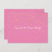 Roze Goud Confetti Briefkaart (Voorkant / Achterkant)