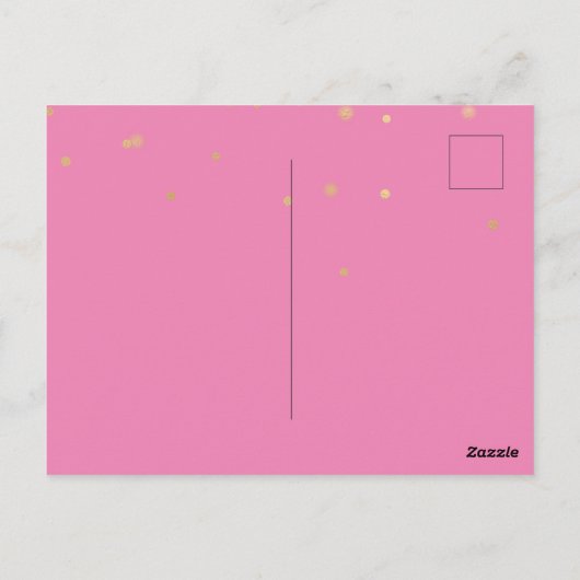 Roze Goud Confetti Briefkaart (Achterkant)