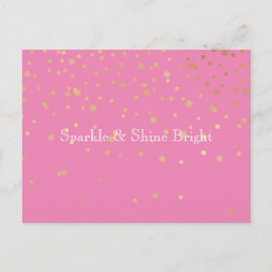 Roze Goud Confetti Briefkaart (Voorkant)