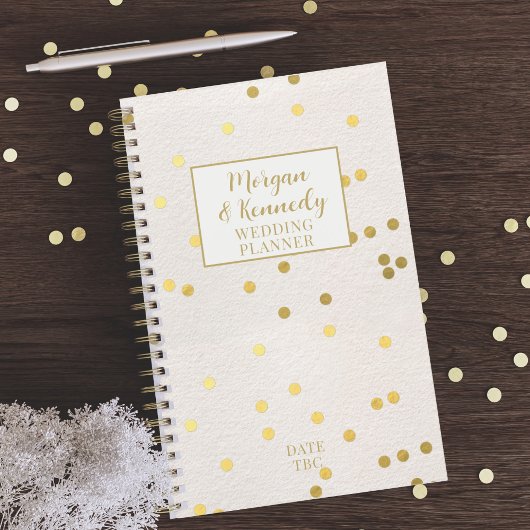 Roze Goud Confetti Bruidspaar Trouwplanner Planner
