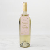 Roze Goud Confetti Bruiloft Flessenlabel Flessenhanger (Op fles)