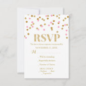Roze Goud Confetti bruiloft RSVP Kaarten (Voorkant)