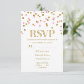 Roze Goud Confetti bruiloft RSVP Kaarten (Staand voorkant)