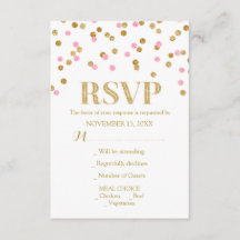 Roze Goud Confetti bruiloft RSVP Kaarten