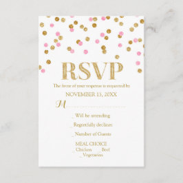 Roze Goud Confetti bruiloft RSVP Kaarten Kaartje