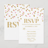 Roze Goud Confetti bruiloft RSVP Kaarten Kaartje (Voorkant / Achterkant)