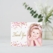 Roze Goud Confetti Foto Dank u Kaarten (Staand voorkant)