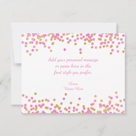 Roze Goud Confetti Foto Dank u Kaarten (Achterkant)