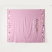 Roze Goud Confetti Naam Quinceanera achtergrondpan Wandkleed (Voorkant (horizontaal))