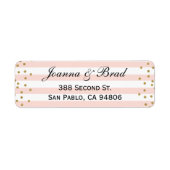 Roze Goud Confetti retour adres label bruiloft (Voorkant)
