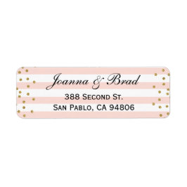 Roze Goud Confetti retour adres label bruiloft