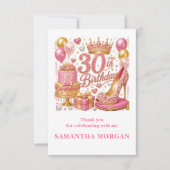 Roze Goud Confetti Roze Glitters 30e Bedankt Auto (Voorkant)