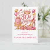 Roze Goud Confetti Roze Glitters 30e Bedankt Auto (Staand voorkant)